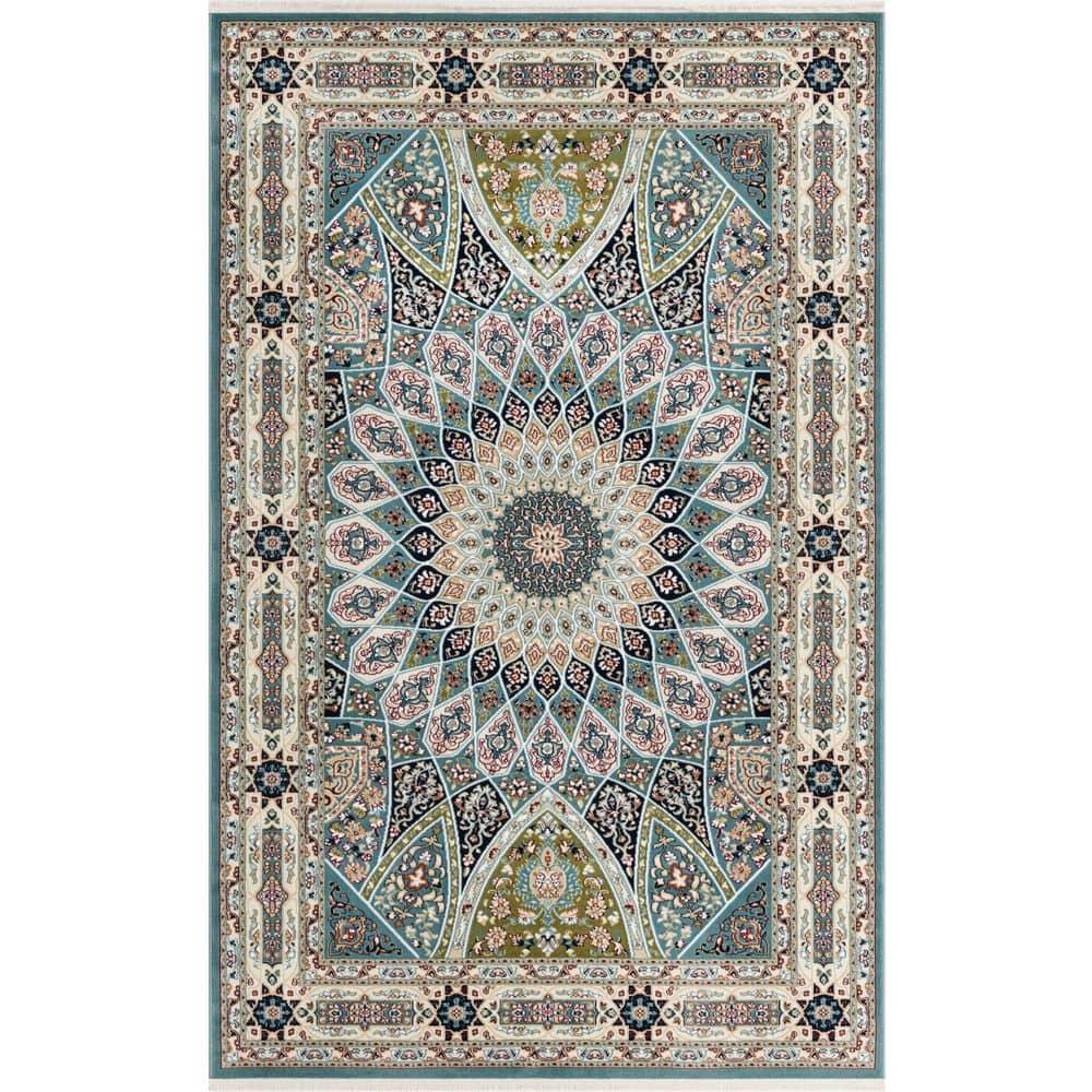 Unique Loom Narenj Collection Area Rug - Adams (5' 1" x 8' Rectangle Blue/Burgundy)
