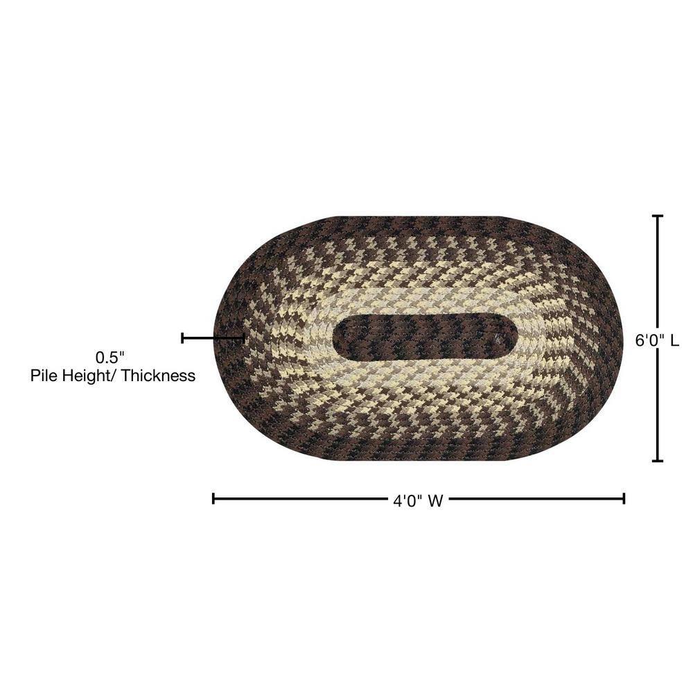 48" x 72" Alpine Collection Chocolate Stripe Reversible Indoor Area Utility Oval Rug - Better Trends