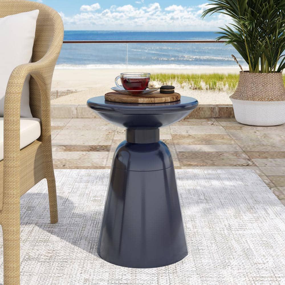 Aston Metal Outdoor Side Table, Navy Blue