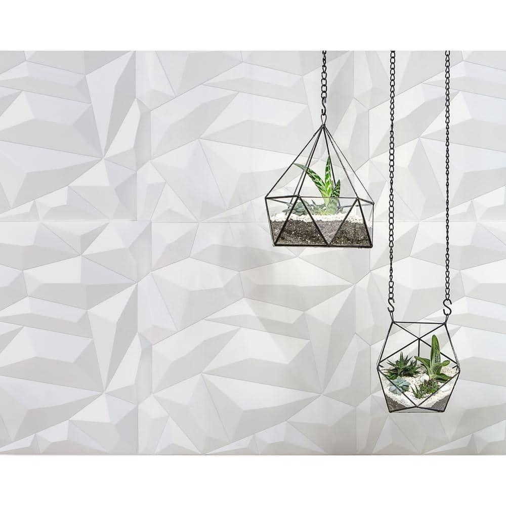 24'' x 24'' Glacier PVC Seamless 3D Wall Panels in White 1-Piece