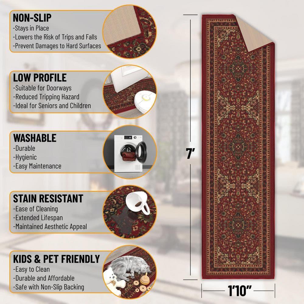 Ottohome Non-Slip Medallion Area Rug For Living Room, Hallway Runner, Entryway Rug, Seafoam Green