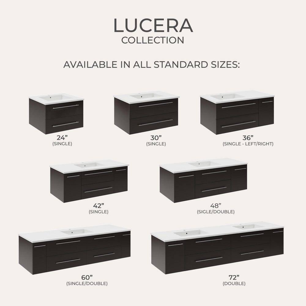 Lucera 24" Wall Mount Modern Single Sink Bathroom Vanity with Top and Undermount Sink