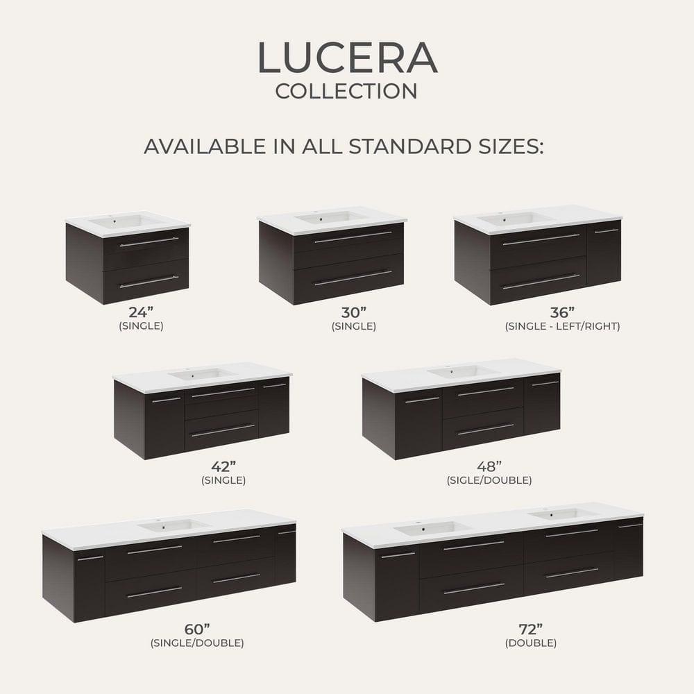 Lucera 30" Wall Mount Single Vessel Sink Bathroom Vanity Base Only (Top and Sink Not Included)