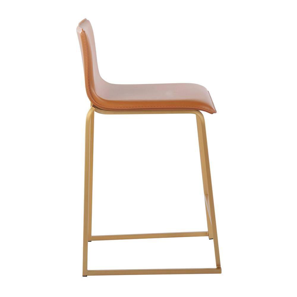 Set of 2 26" Mara Contemporary Counter Height Barstools Gold/Camel - LumiSource: Upholstered, Steel Frame, Fixed Height