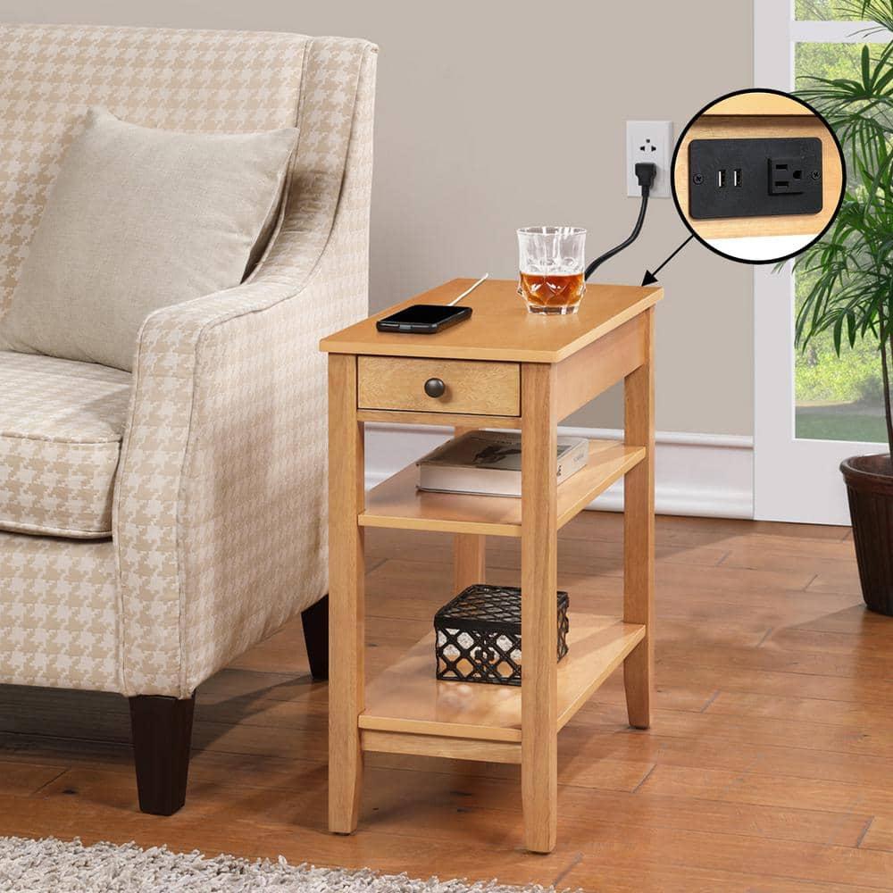 Convenience Concepts American Heritage End Table/Charging Station, Natural