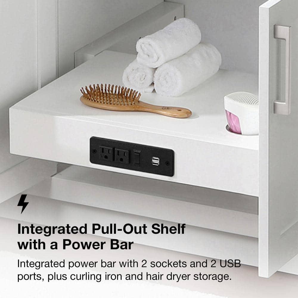 OVE Decors Athea 72 in. W Bath Vanity with Premium Countertop and Power Bar