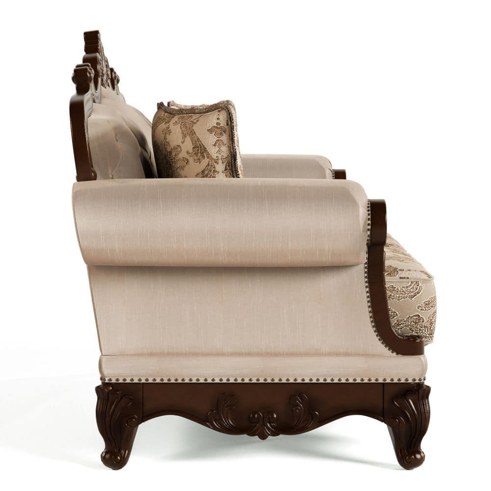 HOMES: Inside + Out Alsace 48.5" Loveseat Traditional Button Tufted Dark Cherry/Light Brown