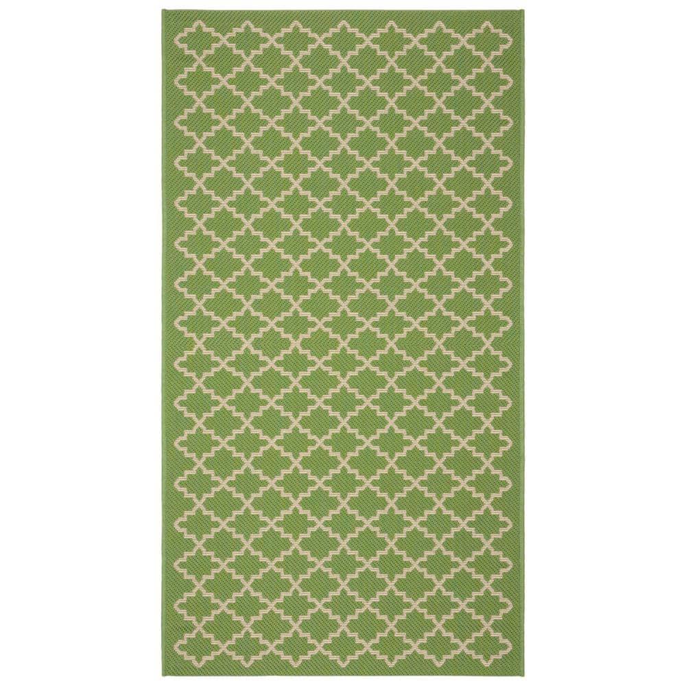 SAFAVIEH Courtyard Hilbert Trellis Indoor/Outdoor Area Rug, 2'7" x 5', Green/Beige