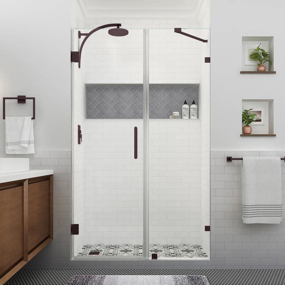 Aston Nautis XL 52.25 - 53.25 in. W x 80 in. H Hinged Frameless Shower Door with Clear StarCast Glass SDR985EZ-NBR-532980