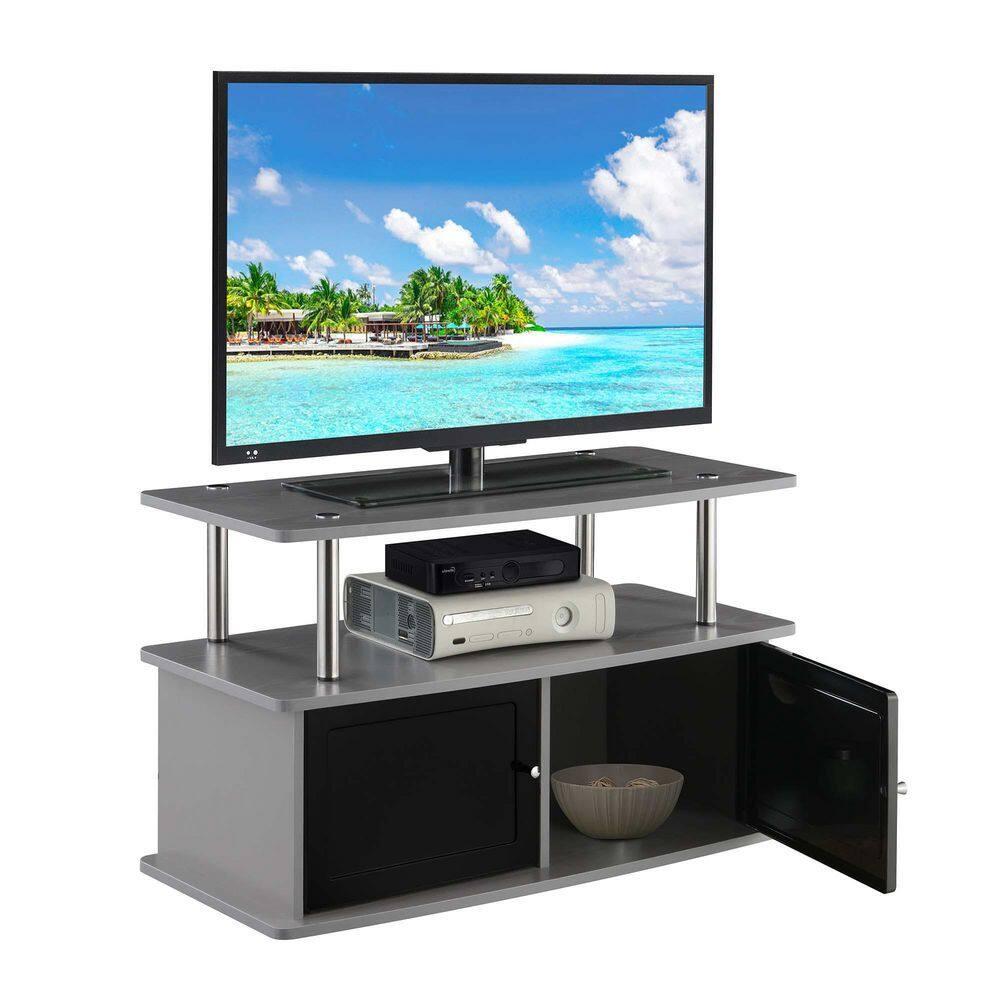 Convenience Concepts Designs2Go TV Stand with 2 Storage Cabinets and Shelf for TVs up to 40", Gray