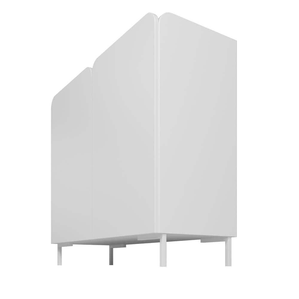 Manhattan Comfort Bogardus Mid - Century Modern 4 Shelf Accent Cabinet White: Painted Particle Board, Fixed Shelves, Anti-Tip Hardware