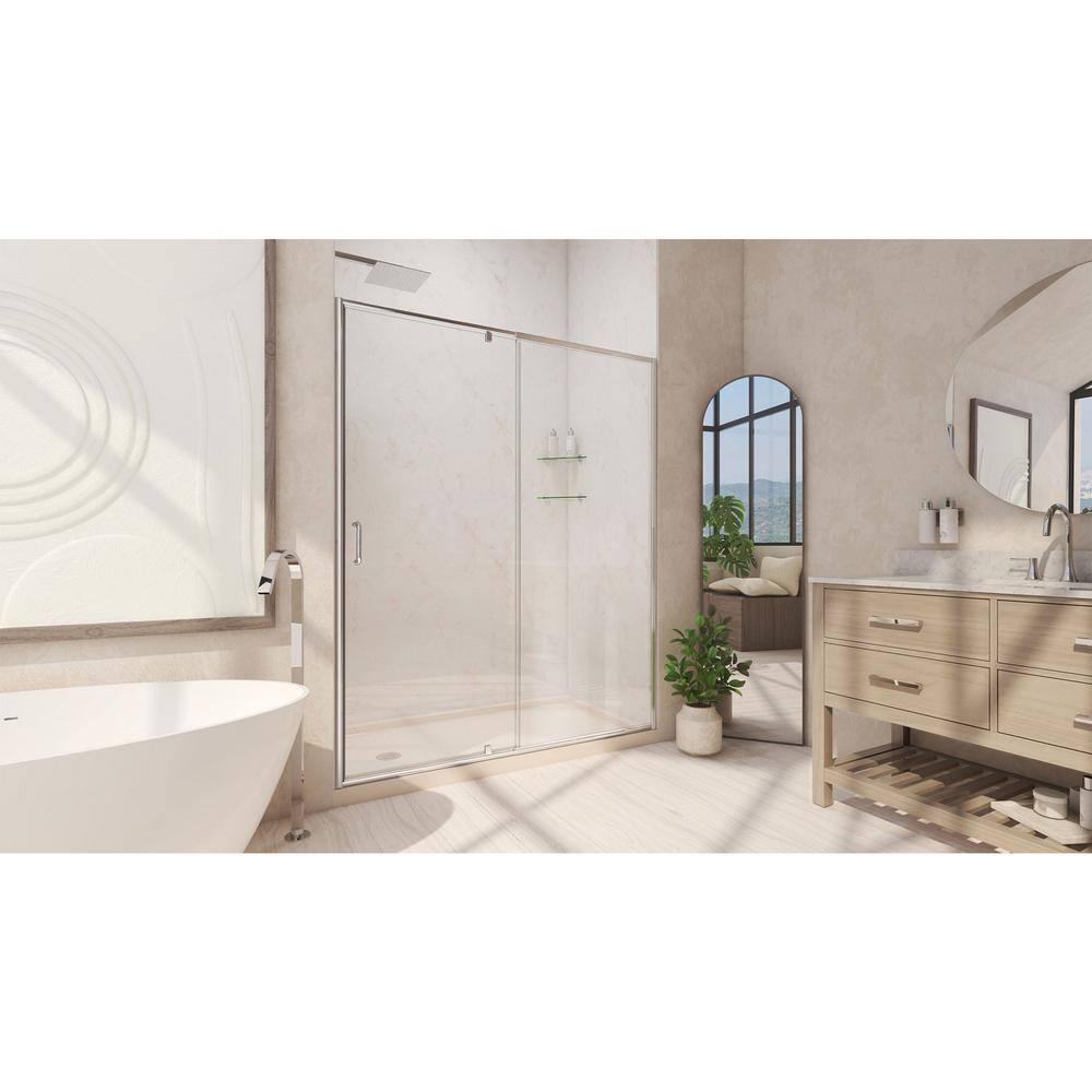 Flex 60" W x 30" D x 74.75" H Semi-Frameless Rectangle Pivot Shower Enclosure with Base Included