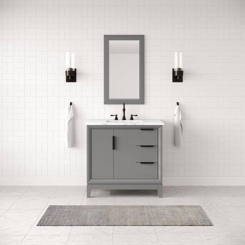 Elizabeth Collection 36 in. Bath Vanity in Cashmere Grey With Vanity Top in Carrara White Marble - With Mirror(s)