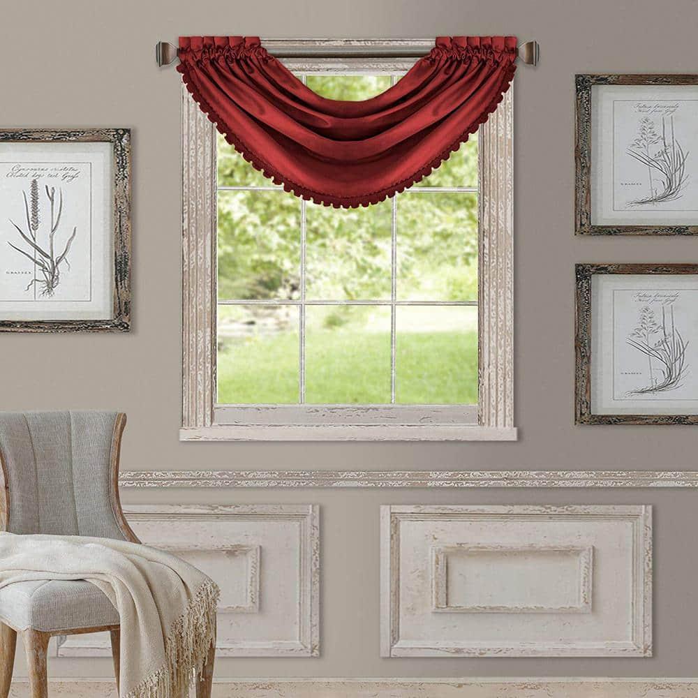 All Seasons Single Waterfall Window Valance - 52" x 36" - Rouge Red - Elrene Home Fashions