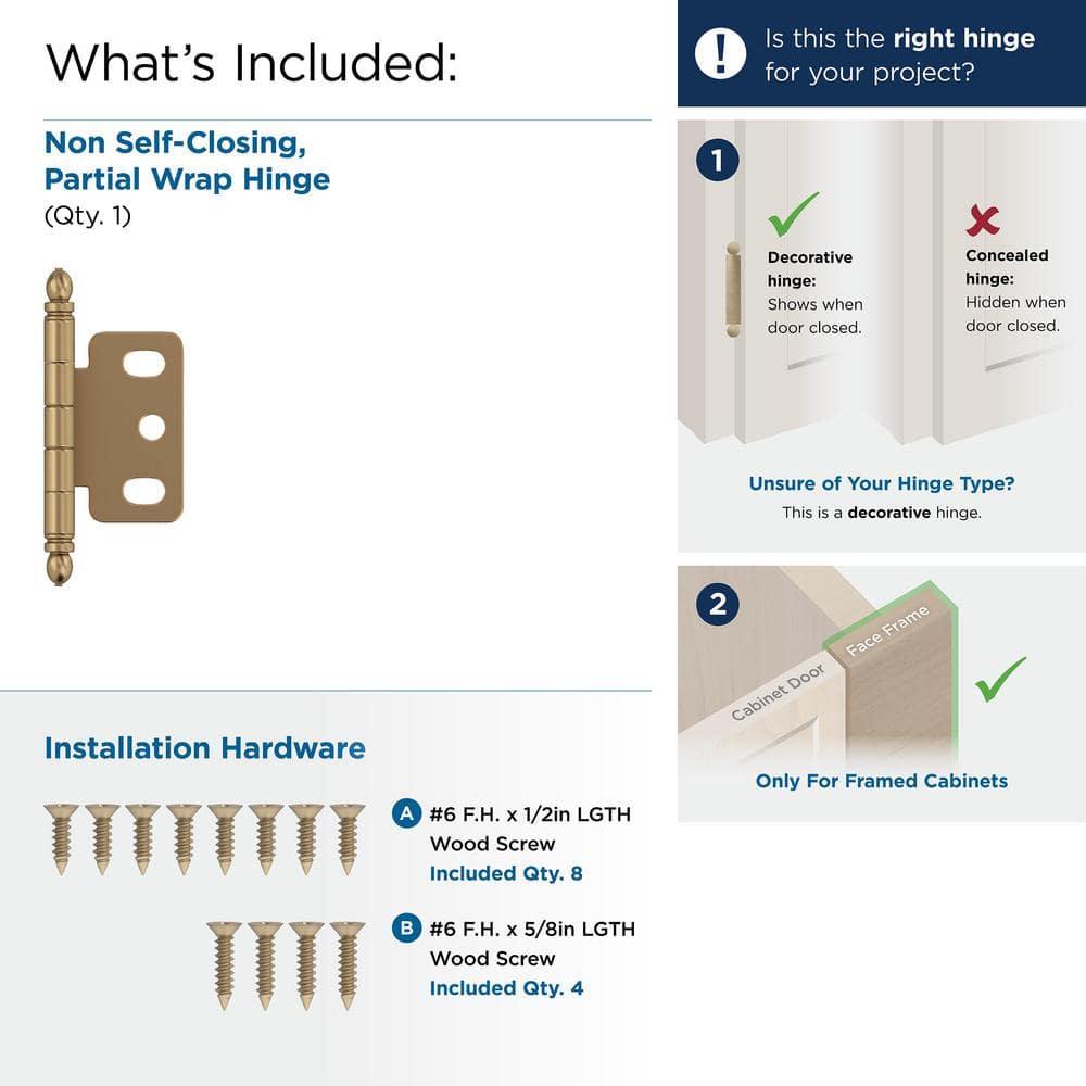Amerock 110-Degree Inset Surface Champagne Bronze Cabinet Hinge ,