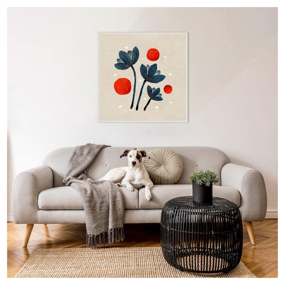 Amanti Art 30"x30" Blue Flowers II by Katie Oshea Framed Canvas Wall Art Print