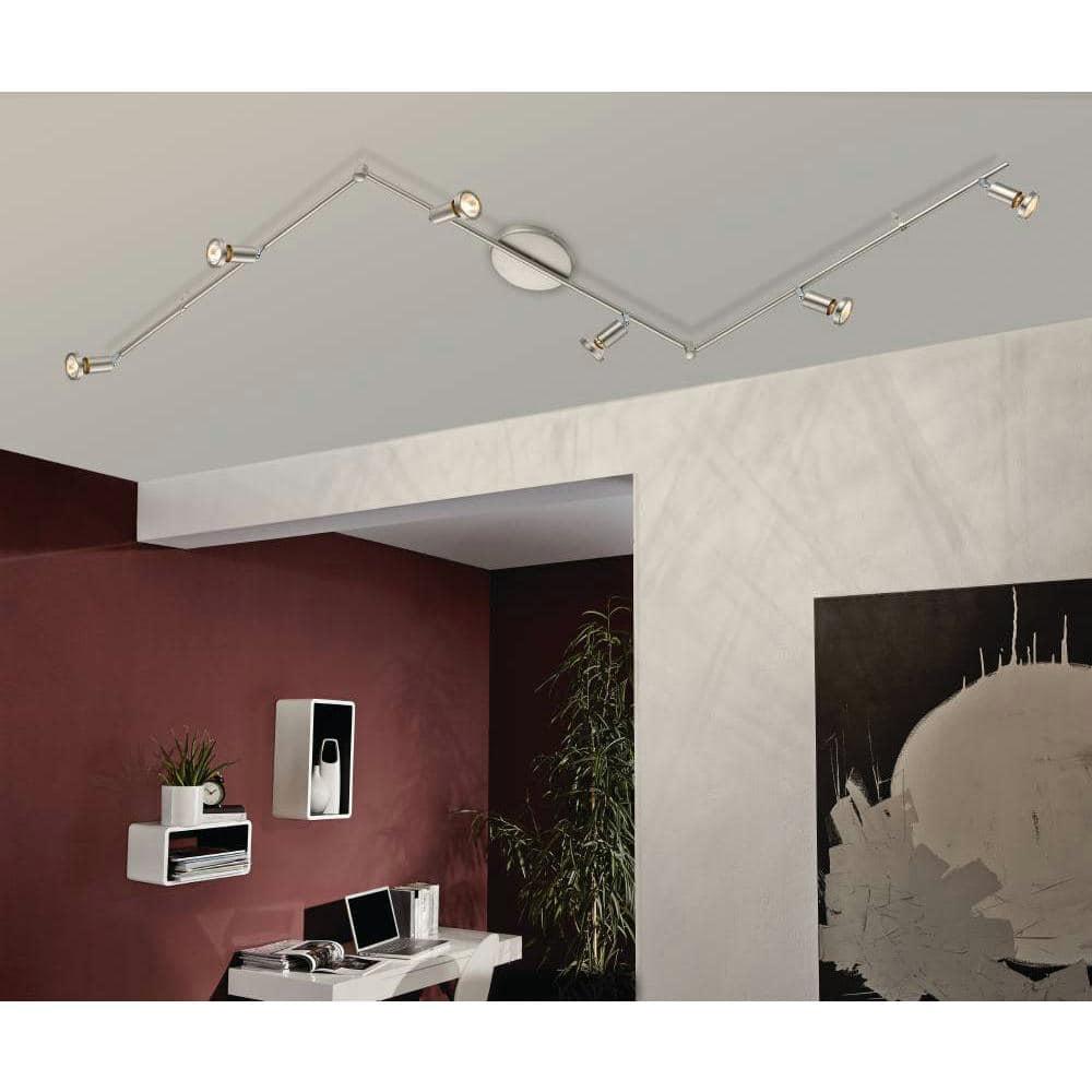 EGLO Buzz 6-Light Track Light Matte Nickel: Transitional Style, Adjustable, ETL Listed, Halogen