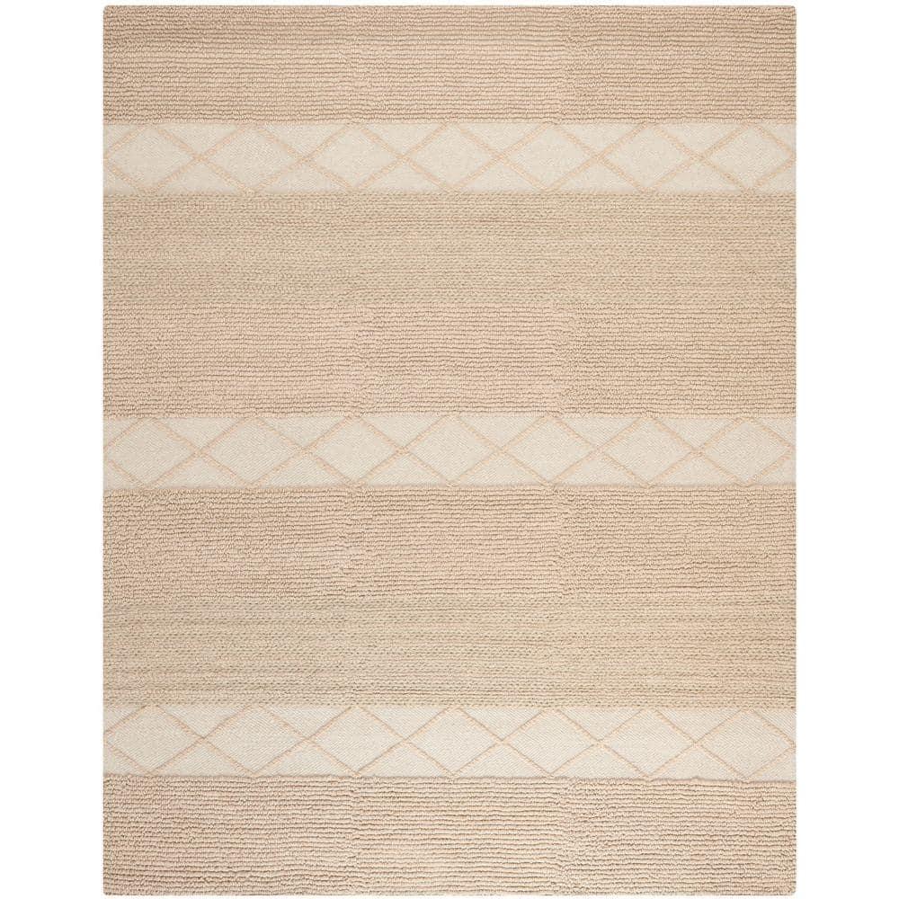 Highland Dunes Tulane Natura Hand Woven Wool/Cotton Geometric Rug in Beige