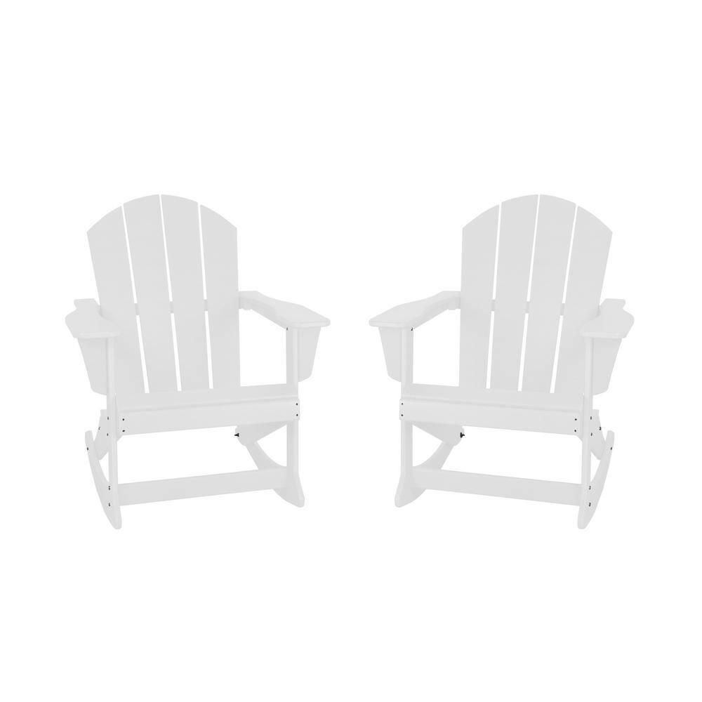 Polytrends  Laguna Hdpe All Weather Outdoor Patio Rocking Chair (Set of 2) White