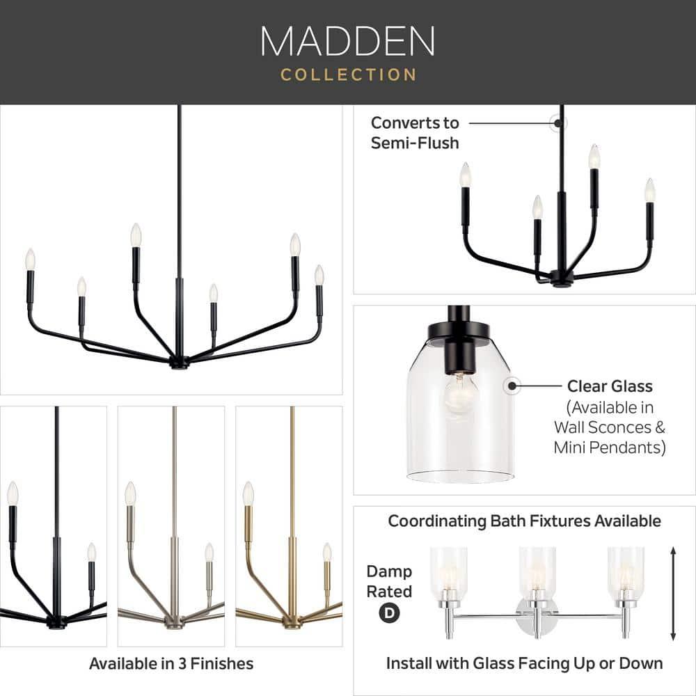 Black Mini 4-Light Candle Chandelier with Incandescent Bulbs