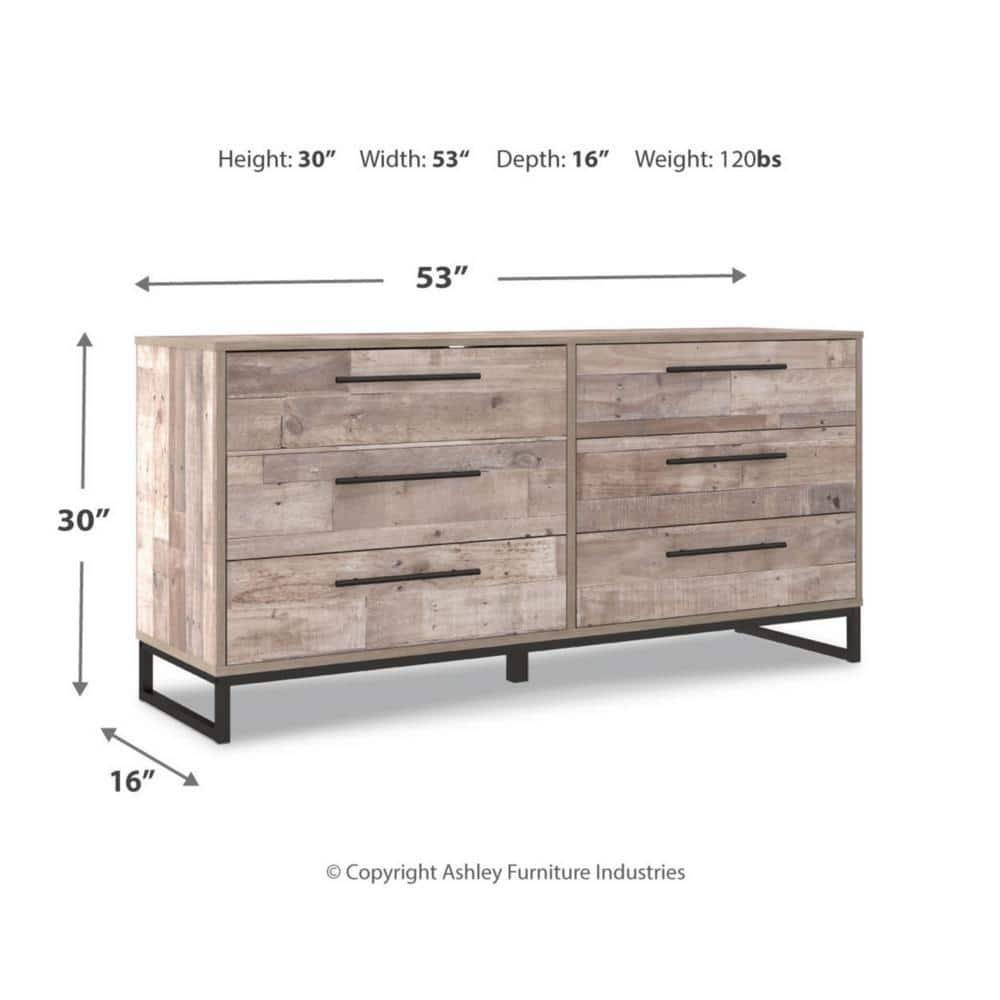 Signature Design by Ashley Casual Neilsville 6 Drawer Dresser, Whitewash