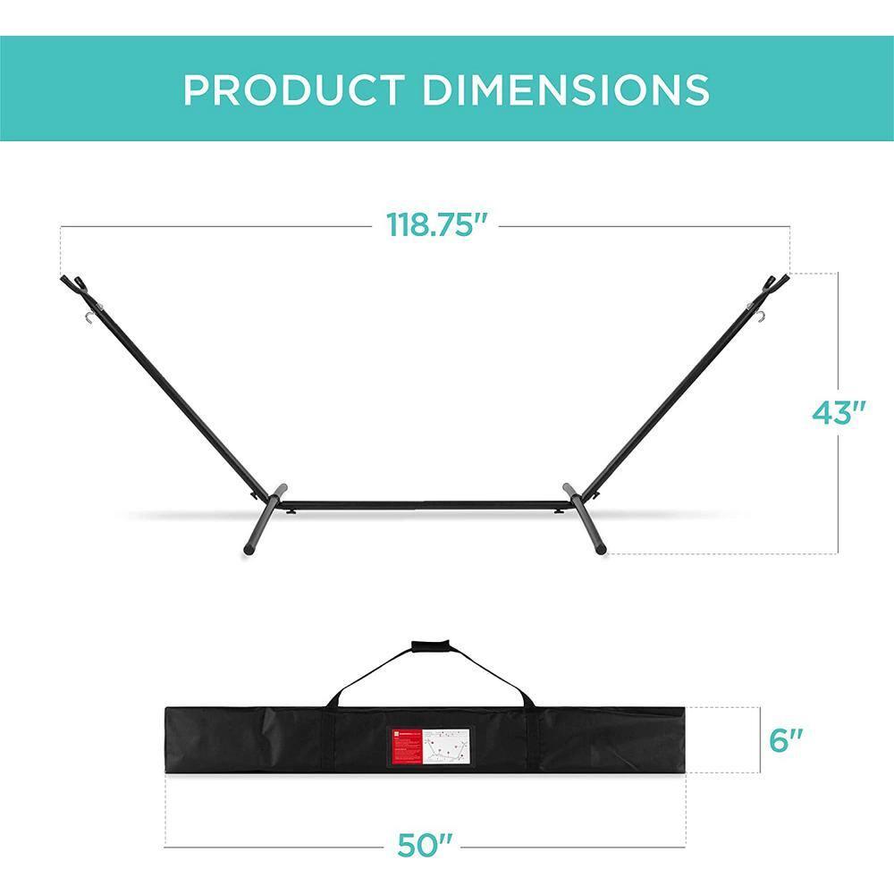 Best Choice Products 2-Person Brazilian-Style Cotton Double Hammock with Stand Set w/ Carrying Bag - Abyss
