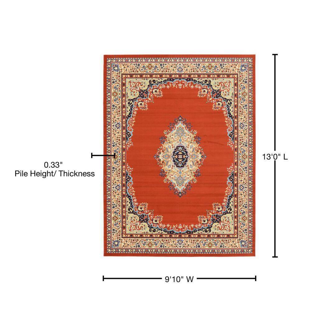 Unique Loom Reza Collection Area Rug - Washington (10'  x 13' 1" Rectangle Terracotta/Cream)