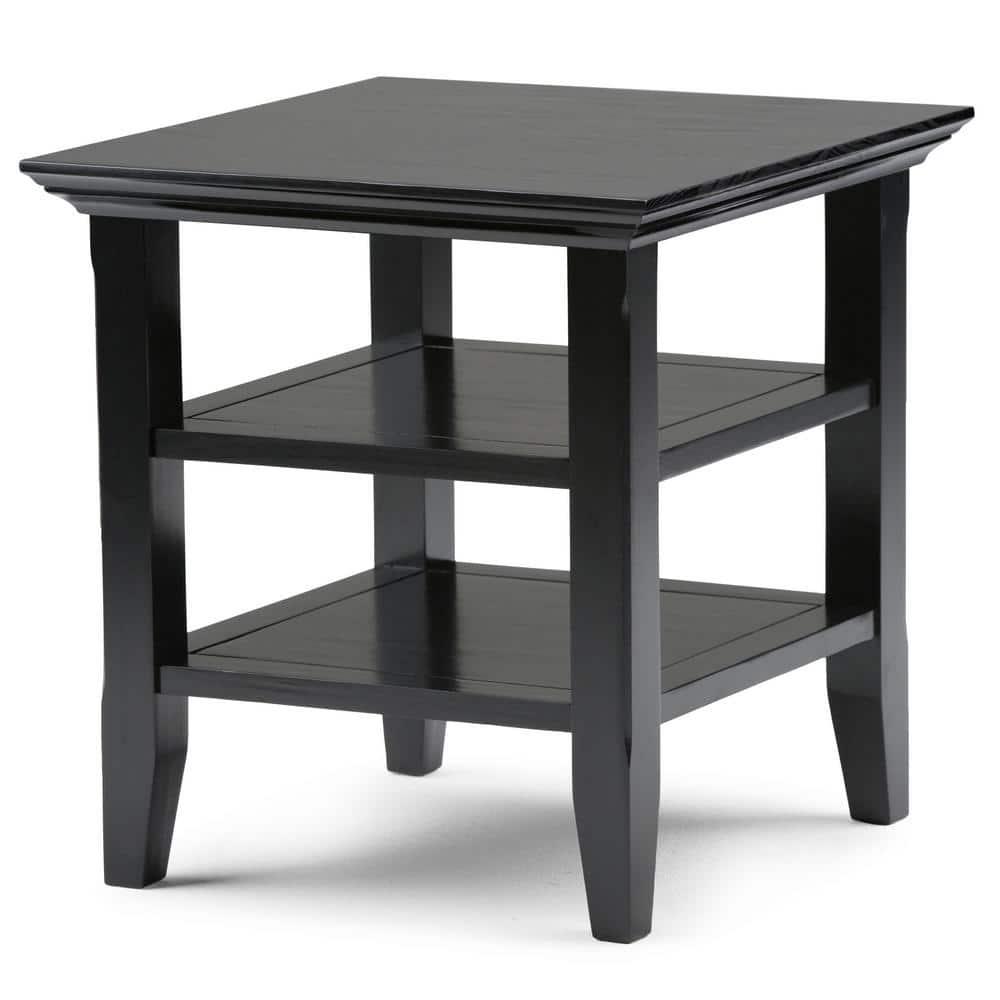 Simpli Home Acadian Solid Wood Transitional Table with Open Shelves