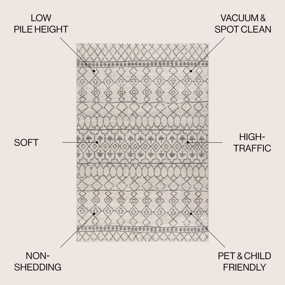 5'x8' Izil Moroccan Beni Souk Area Rug, Cream/Gray - JONATHAN Y