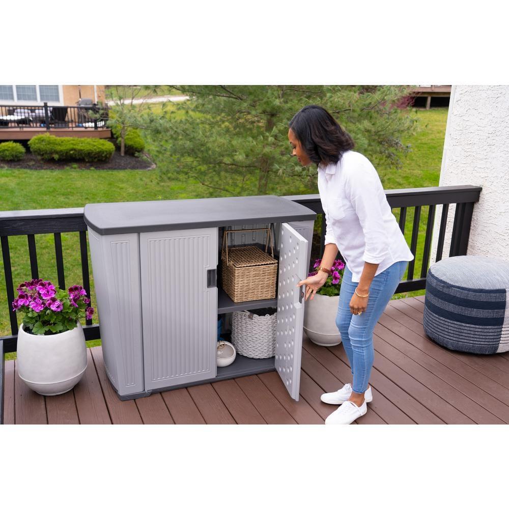 Suncast Backyard Oasis 130 Gallon Outdoor Storage Basic Unit, Dove Gray