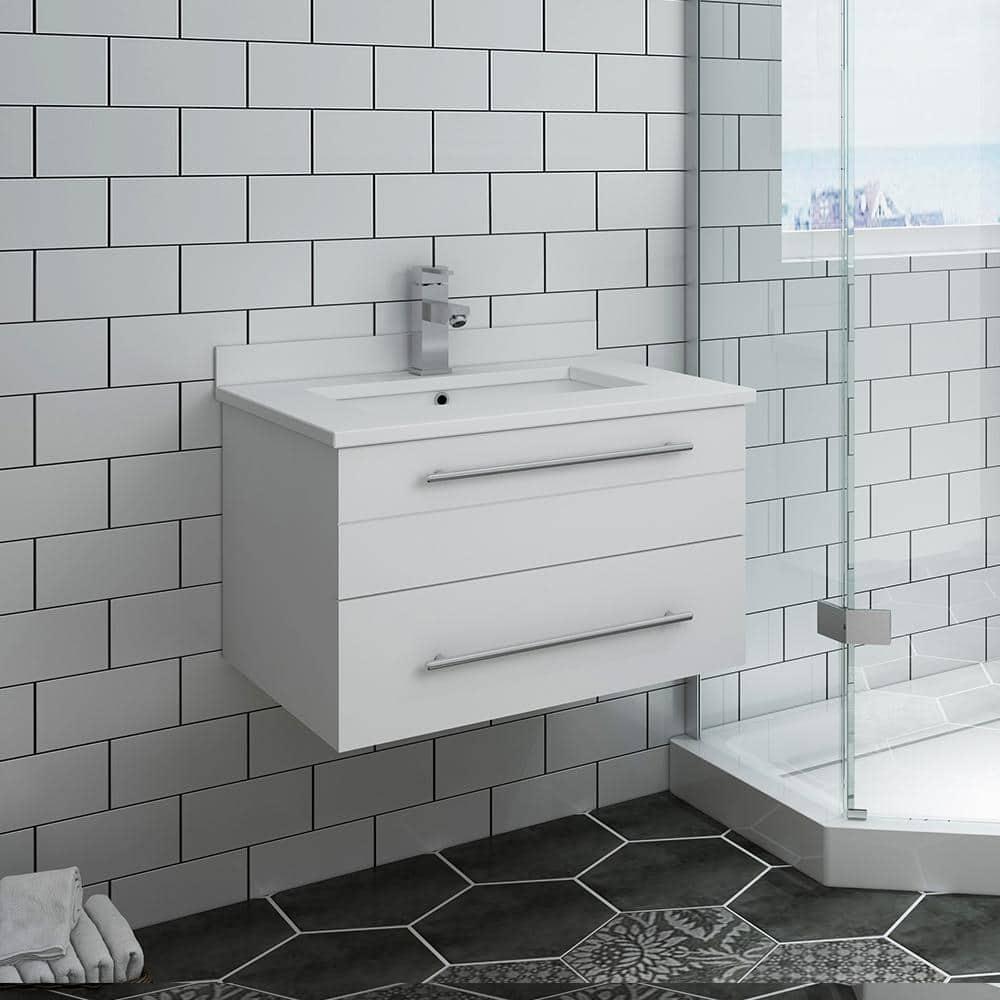 Lucera 24" Wall Mount Modern Single Sink Bathroom Vanity with Top and Undermount Sink