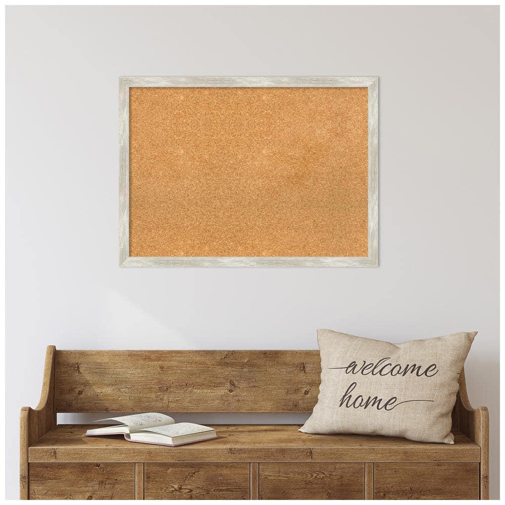 Amanti Art Natural Cork Board Framed Crackled Metallic Narrow Bulletin Board 30 in. x 22 in.