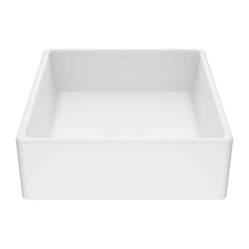 Dianthus 15" L x 15" W x 5" H Matte White Handmade Square Vessel Bathroom Sink
