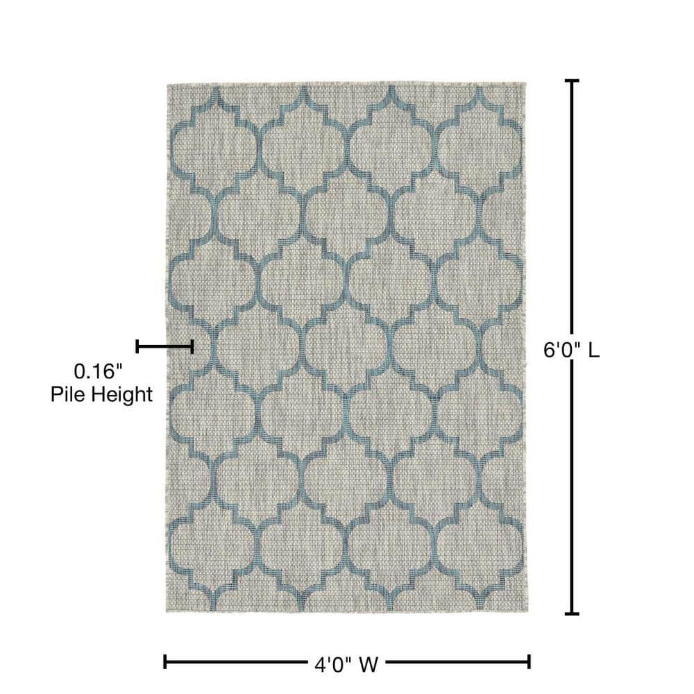 Unique Loom 4' 1 x 6' 1 Rectangle Indoor/Outdoor Trellis Gray Area Rug