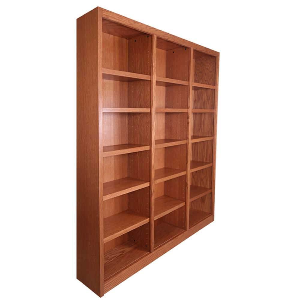 Winston Porter Aliette Triple Wide Wood Bookcase, 18 Bookshelf, 84 inch Tall Storage and Display Bookshelf for Home Office and Living Room