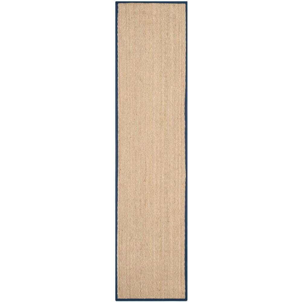 Natural Fiber NF115 Power Loomed Indoor Runner Rug - Natural/Blue - 2'6"x12' - Safavieh.