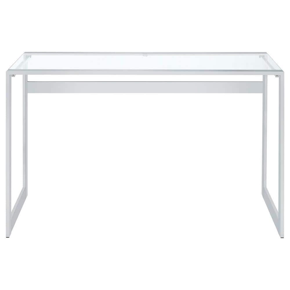 Hartford Minimal Glass Top Writing Desk Chrome - Coaster