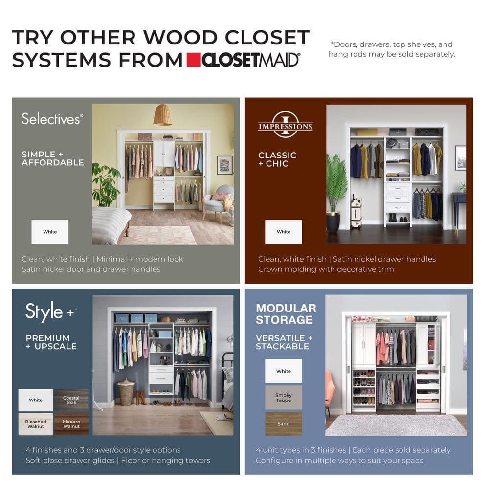 White Laminate Freestanding Walk-In Closet Tower Unit with Shelves