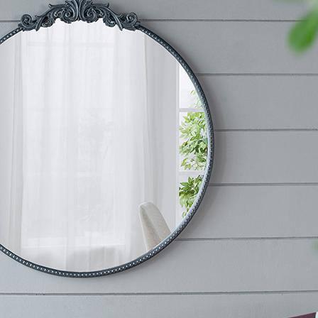 Gzxs Round Mirror, 30" Baroque Style Circle Mirror Vintage Black Wood Frame Wall Mirrors for Vanity, Bathroom or Bedroom