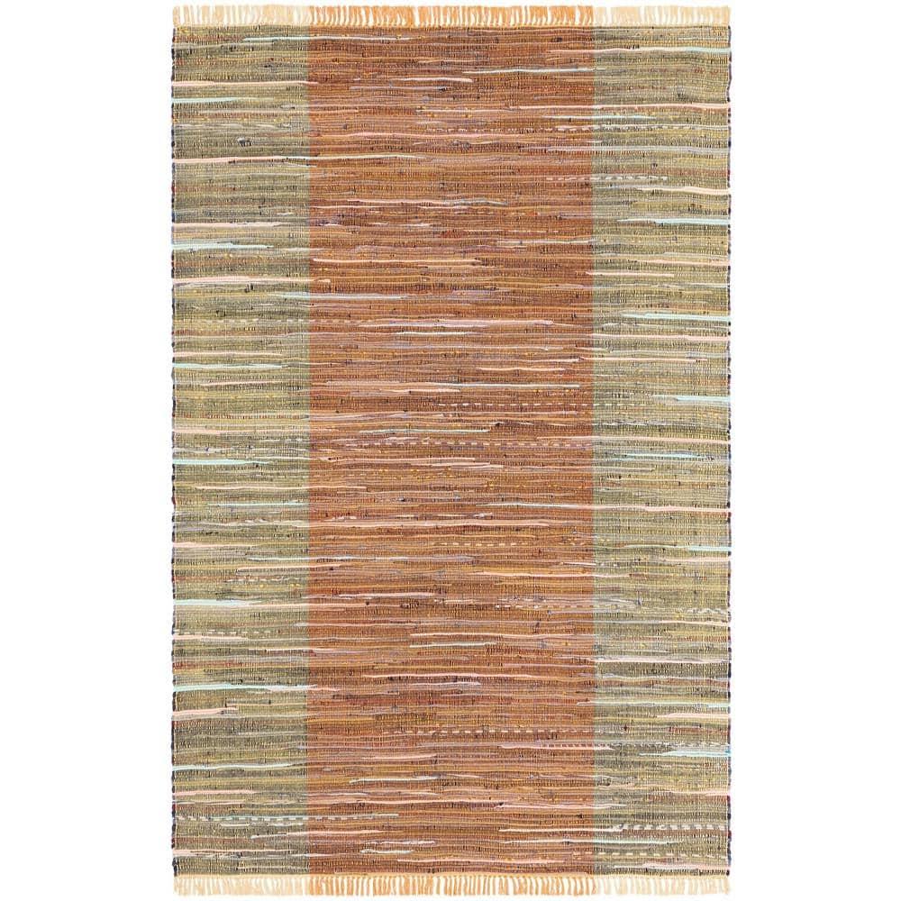 Rag Area Rug RAR122 Hand Woven Area Rug - Rust/Gold - 4'x6' - Safavieh.