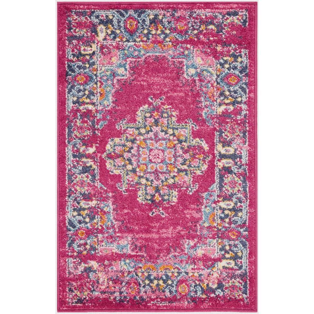 Nourison Passion Medallion Bohemian Indoor Rug Fuchsia 1'10" x 2'10"
