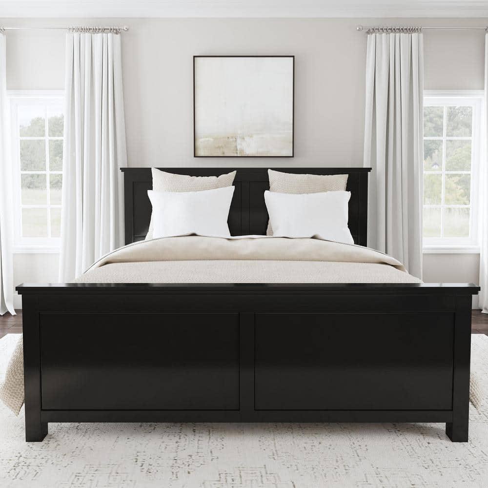 Oak Park Classic Black King Bed with Mahogany Wood Frame