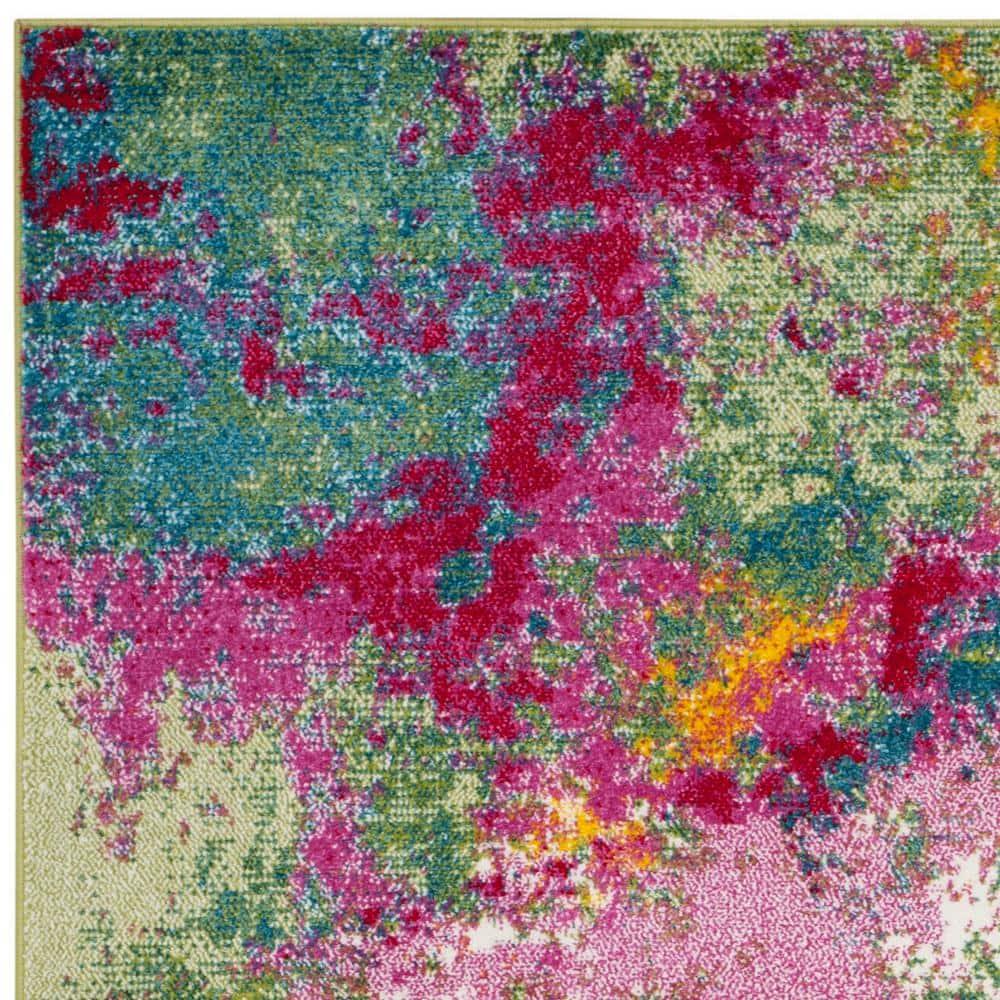 Watercolor WTC697 Power Loomed Indoor Area Rug - Green/Fuchsia - 5'3"x5'3" - Safavieh