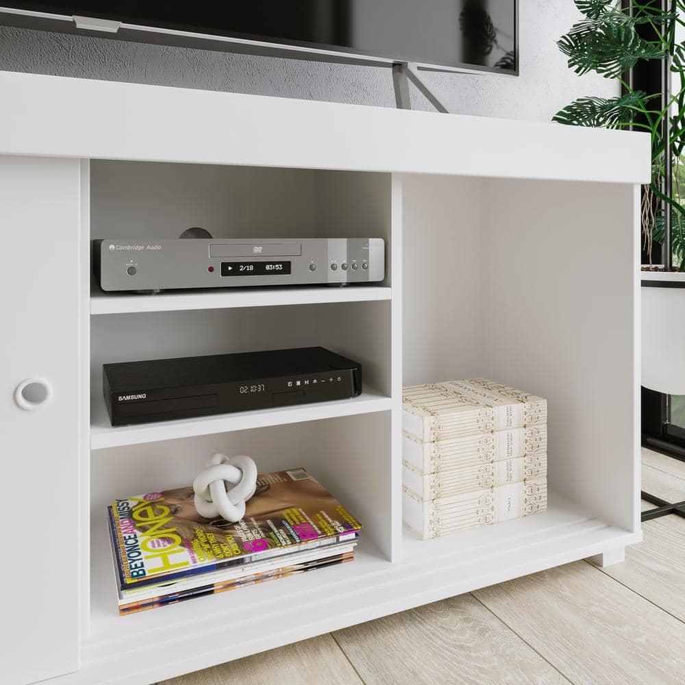 TV Stand for TVs up to 65" with Storage White - Techni Mobili: Modern Console, Open Shelves, Cable Management