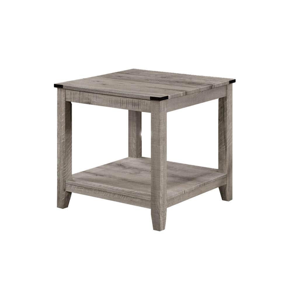 Benjara Hilton 3 Piece Coffee and End Table Set, Wood, Storage Shelf, Beige Finish