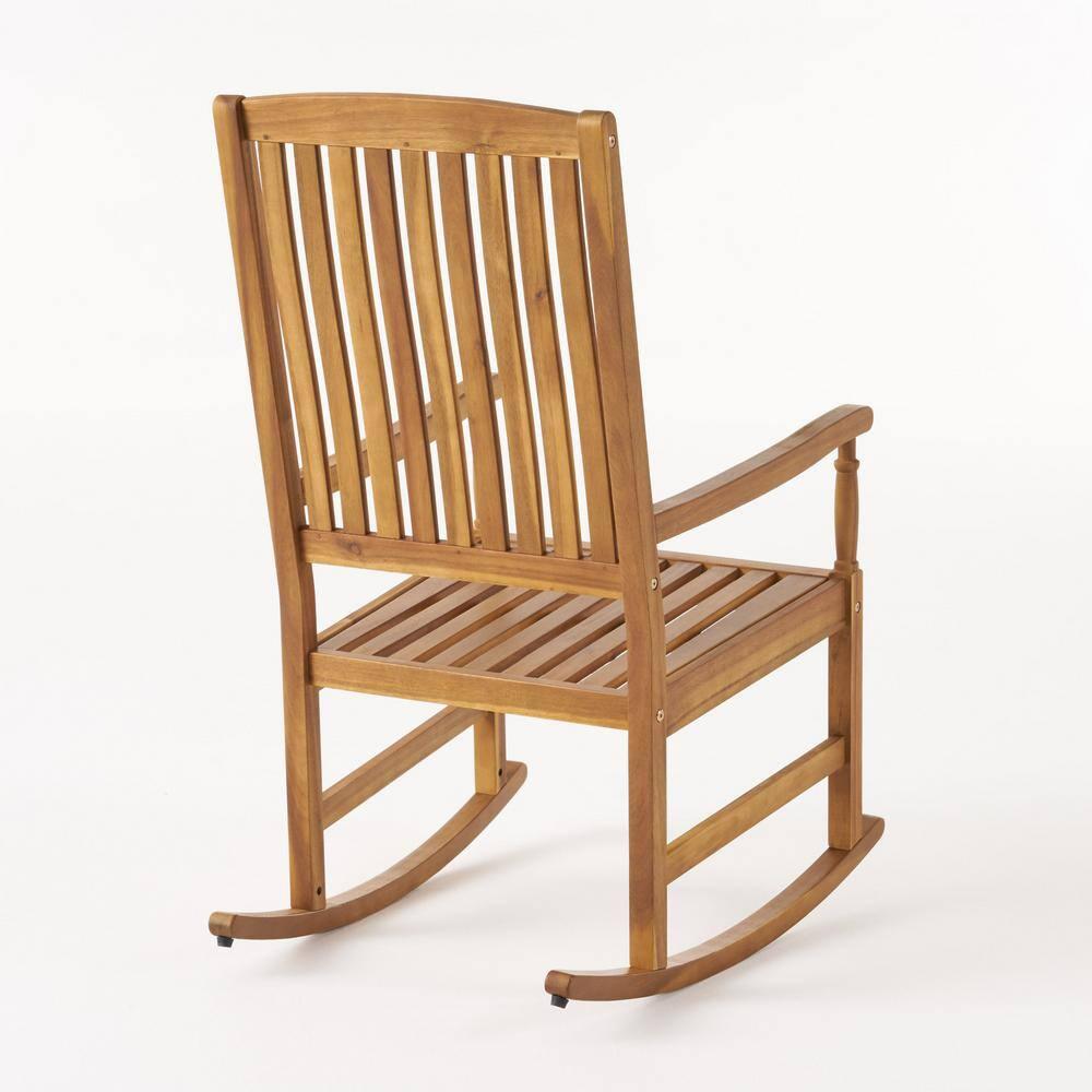 Noble House Arcadia Outdoor Acacia Wood Rocking Chair and Side Table Set Teak
