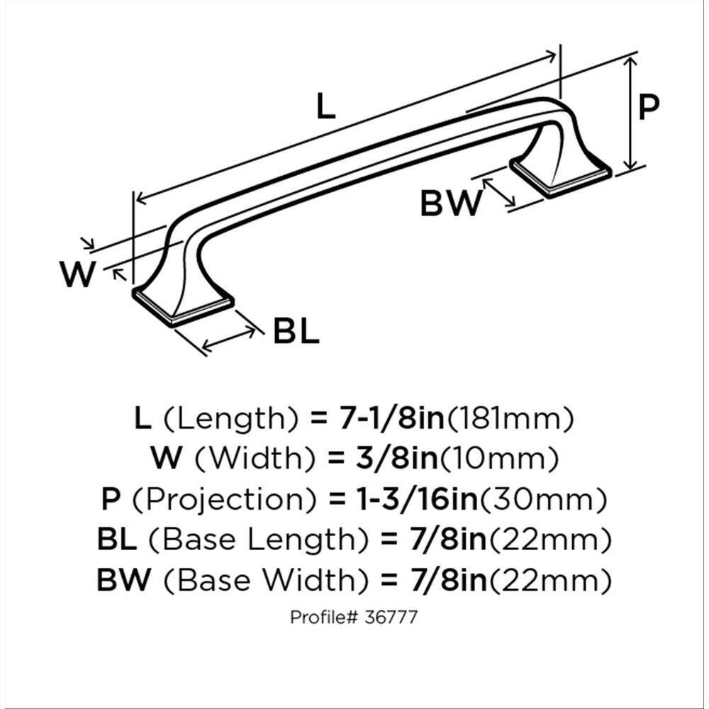 Amerock Ville 6-5/16 inch (160mm) Center-to-Center Satin Nickel Cabinet Pull