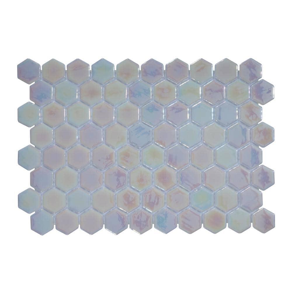 Glass Tile Love White Hot Love 11 in. X 16.325 in. Hexagonal Glass Mosaic Tile (10.76 sq. ft./case), Ideal for Kitchen Tile, Backsplash Tile, Bathroom Tile, and Pool Tile
