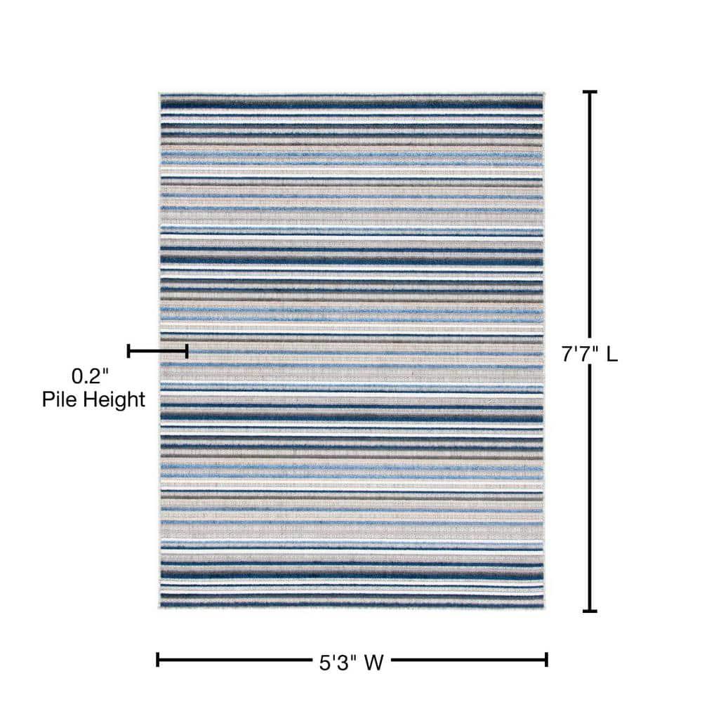 Cabana CBN323 Loomed Indoor Area Rug - Grey/Blue - 5'3"x7'6" - Safavieh