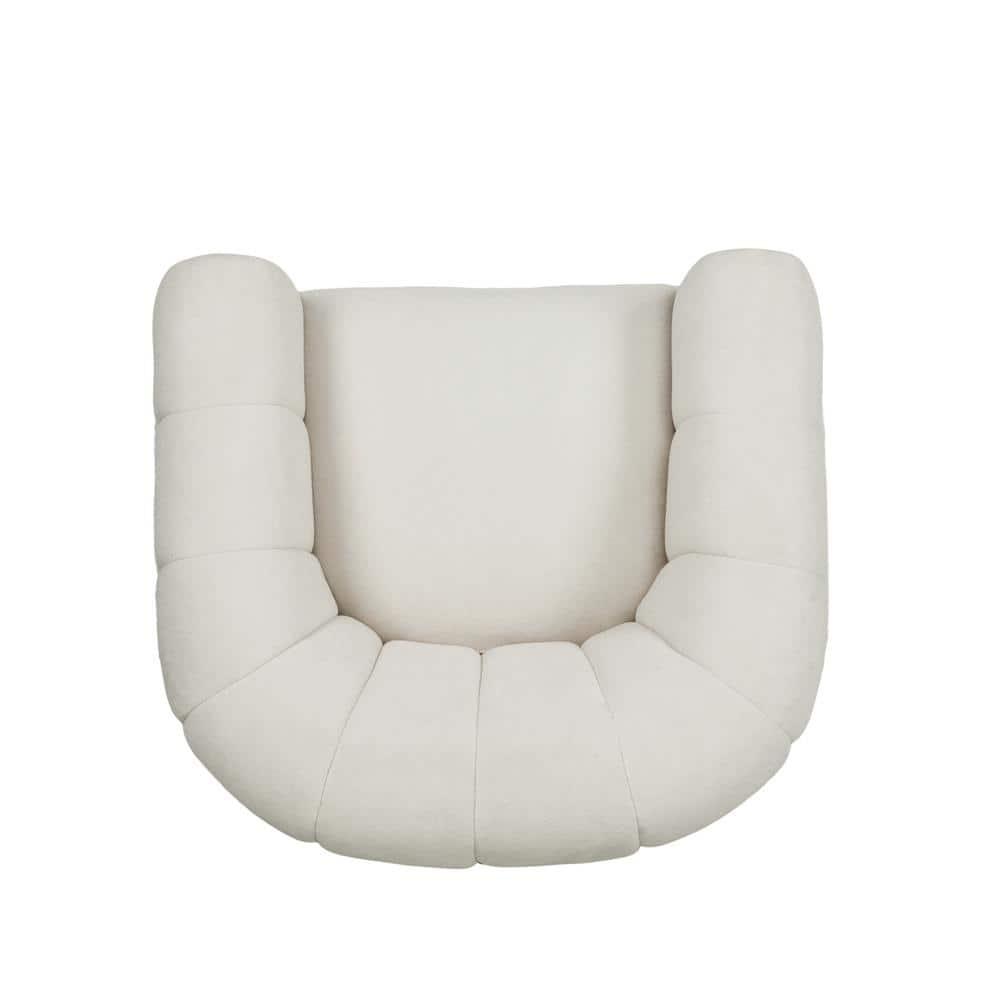 Noble House Smith  Textured Boucle White Modern Swivel Club Chair